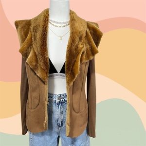 Nygard Faux Suede Fur Jacket Sweater